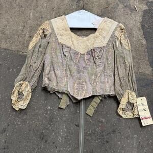 Vintage Film Costume 40s 50s Does Victorian Antique Style Paisley Bodice M